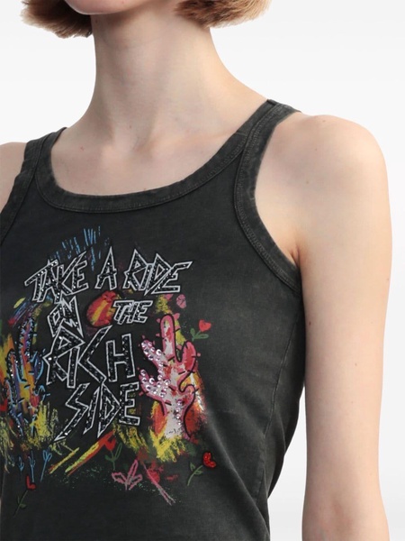 graphic-print cotton tank top