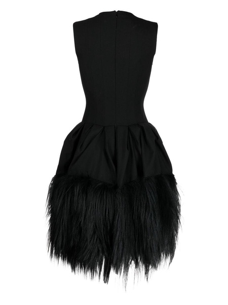 feather-trim sleeveless minidress