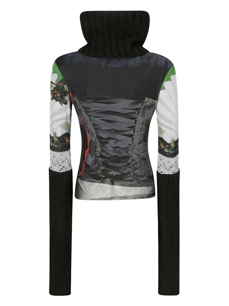 drindl-print turtleneck top