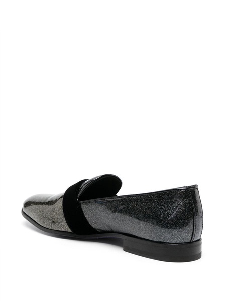 Hexagon glitter-embellished loafers