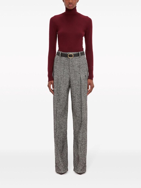 herringbone-pattern tailored trousers