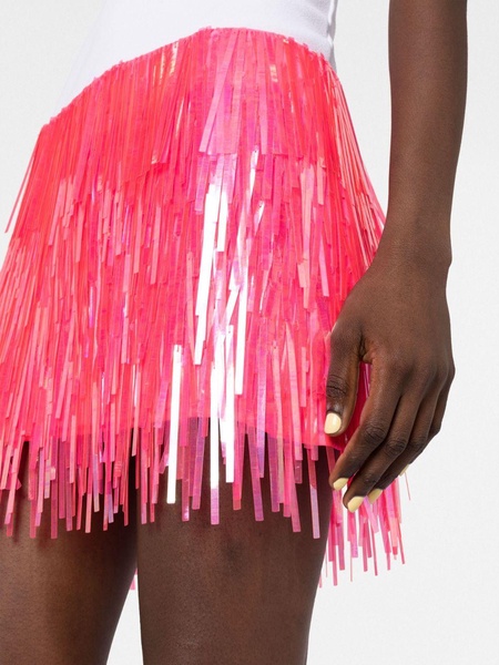 fringe-design tiered mini skirt