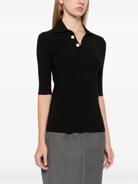 faux-pearl detail polo top