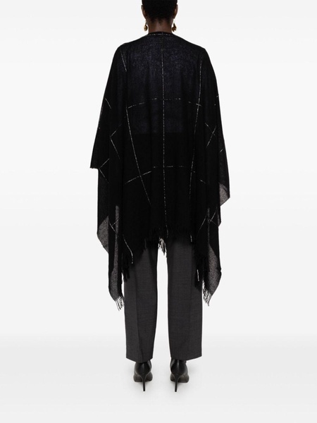 windowpane-print poncho