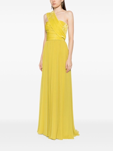 one-shoulder silk gown