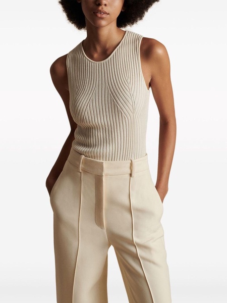 perforated-embellished ribbed-knit top