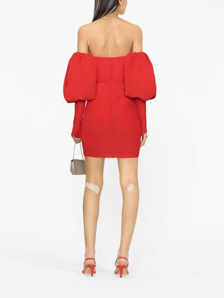 puff-sleeve plissé minidress