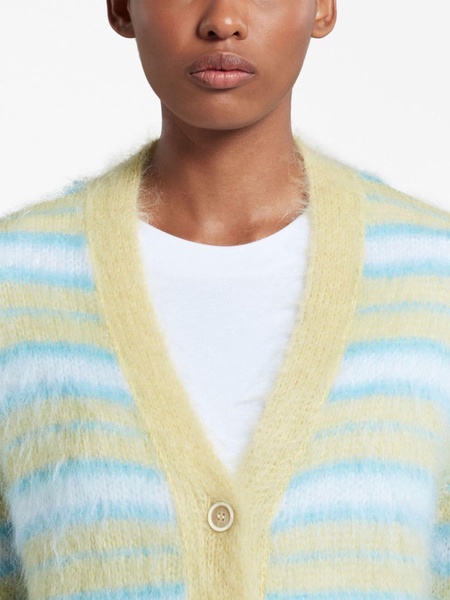 brushed striped-pattern cardigan