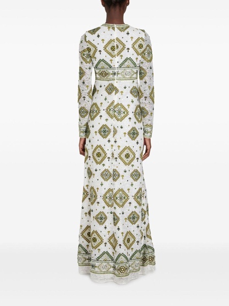 Tapisserie-print sequinned maxi dress