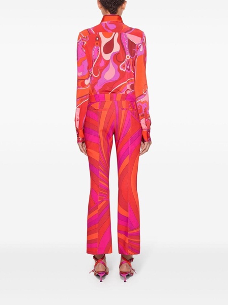 Iride-print flared trousers