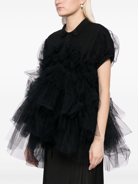 tulle frill polo shirt