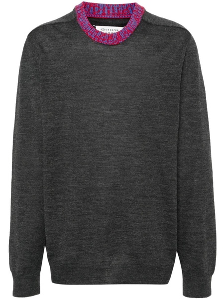 contrasting-collar wool jumper