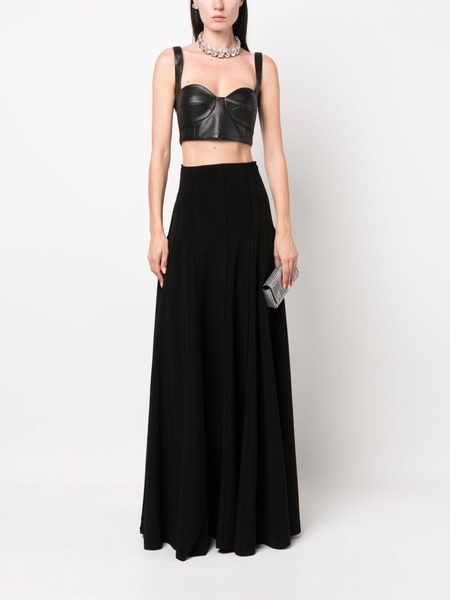 high-waisted pleated maxi skirt