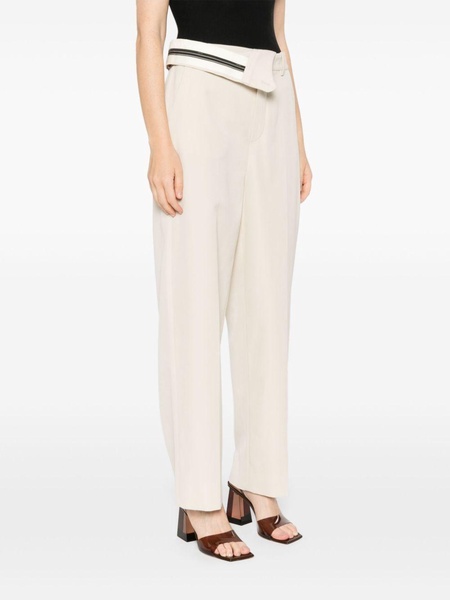 foldover waist gabardine trousers