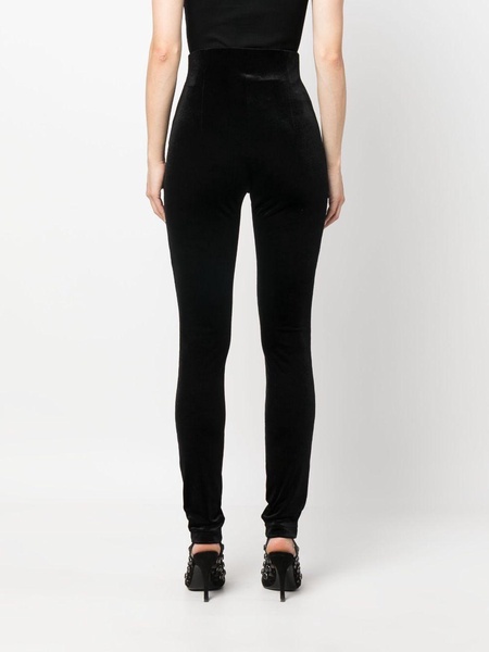 high-waisted velvet leggings