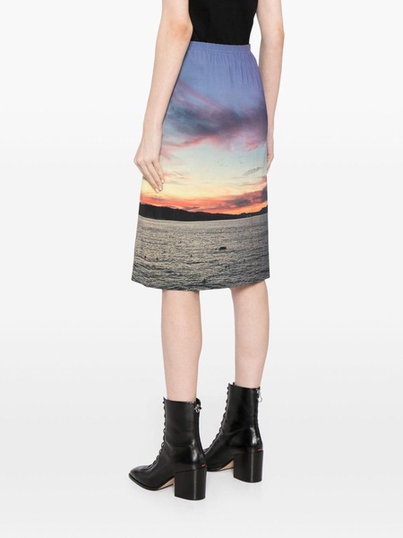 Sharon Sunset-print midi skirt