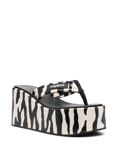 zebra-print 100mm wedge sandals