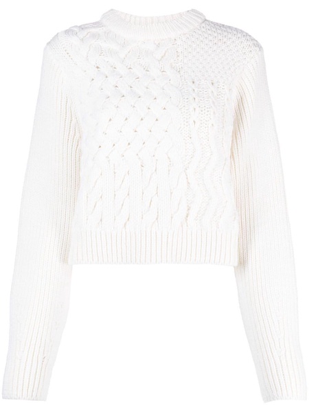 cable-knit cropped wool jumper