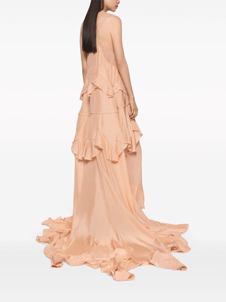 ruffled silk gown