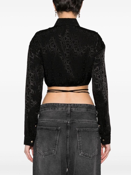 monogram jacquard cropped blouse