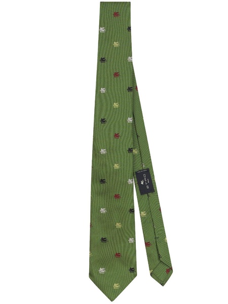 logo-jacquard silk tie