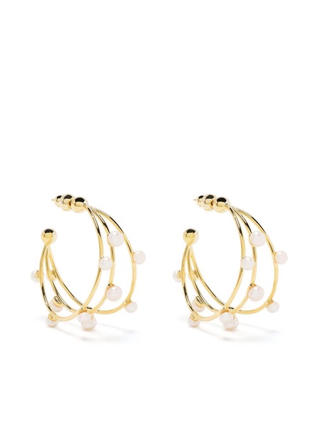 pearl-embellished hoop earrings