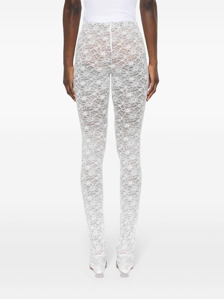 floral-lace semi-sheer leggings