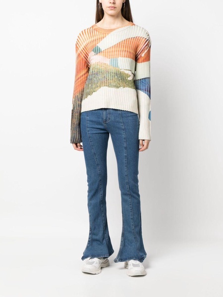 graphic-print ribbed jumper