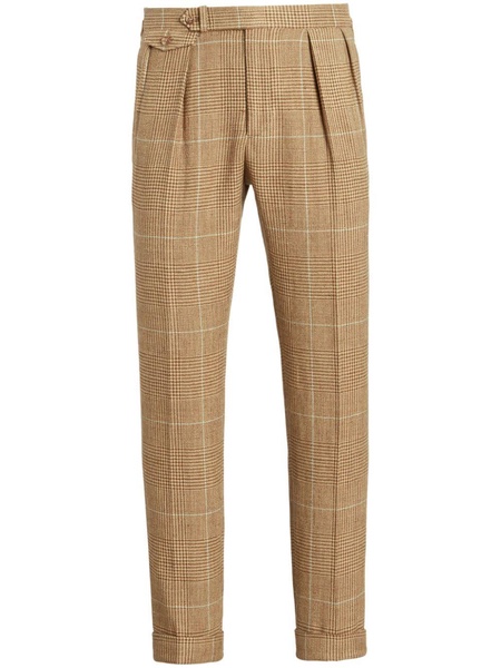 check-pattern plated tailored trousers 