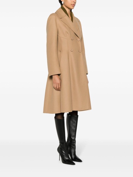 A-line double-breasted wool coat