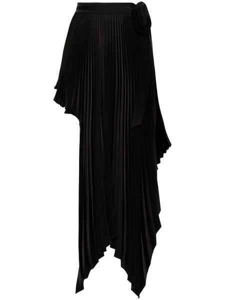 Sliced pleated wrap skirt