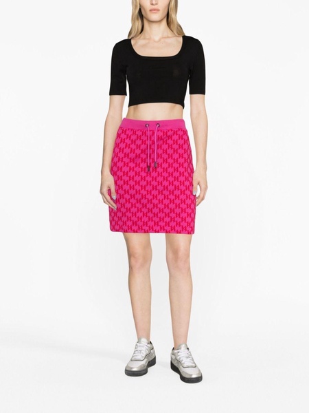 flocked logo miniskirt