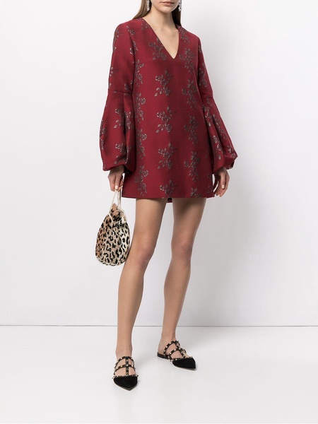 jacquard rose-embroidery minidress