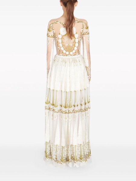 Jardin d'Eden embroidered tulle maxi dress