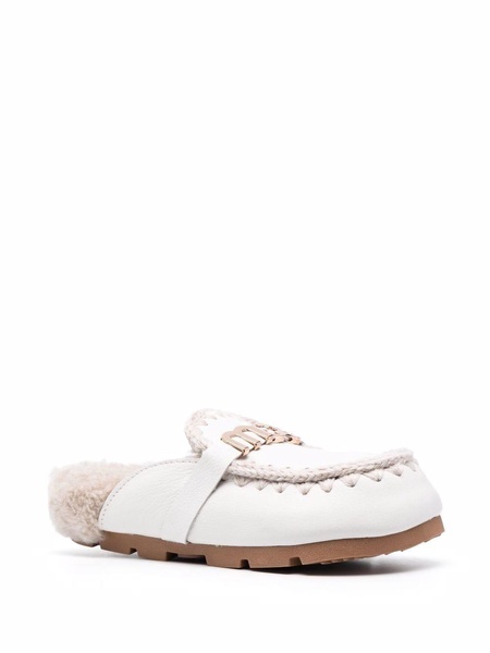 logo-lettering shearling slippers