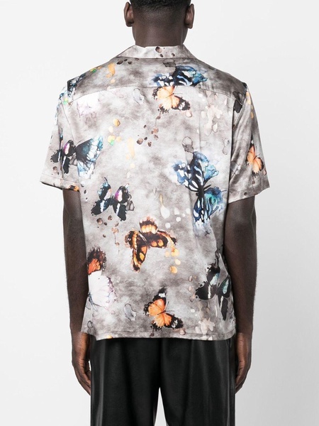 butterfly-print stretch-silk shirt