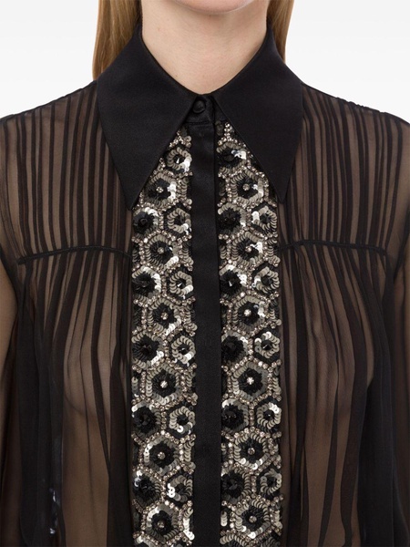 sequin-embellished silk shirt