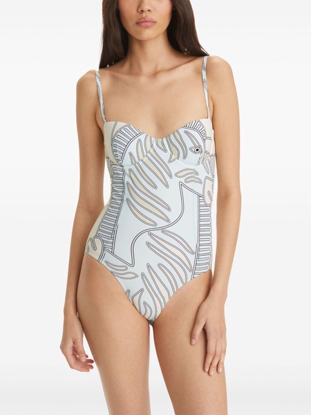 printed underwire-cup one-piece