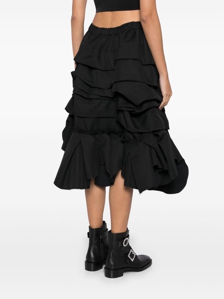 ruffled tiered midi skirt