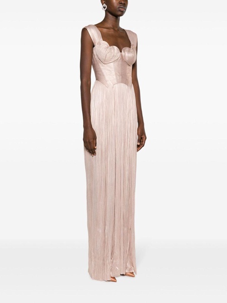 Pink Sabina Pleated Maxi Gown