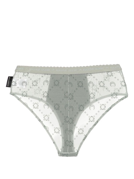 Moonogram-flocked mesh briefs