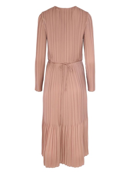 pleated long-sleeve dress