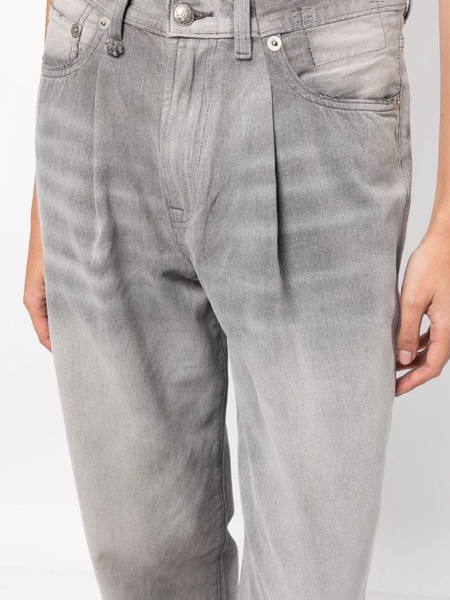 faded-effect high-waist jeans