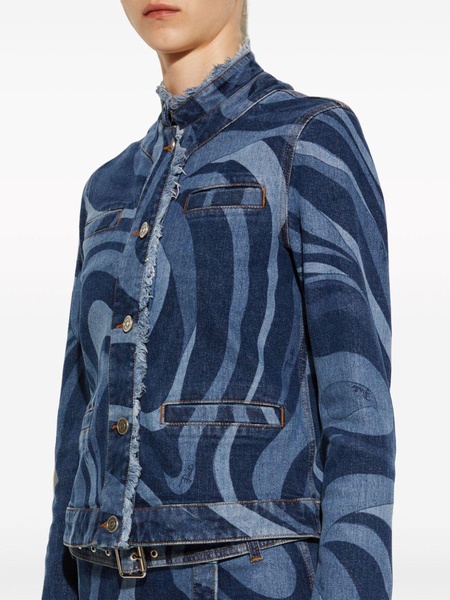 Marmo-print denim jacket