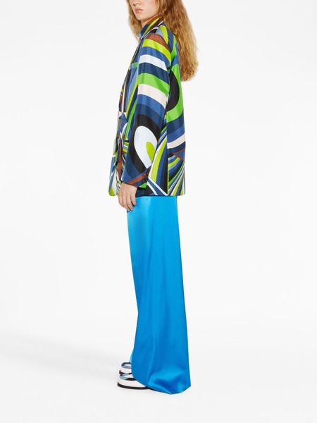 Iride-print silk wrap blazer