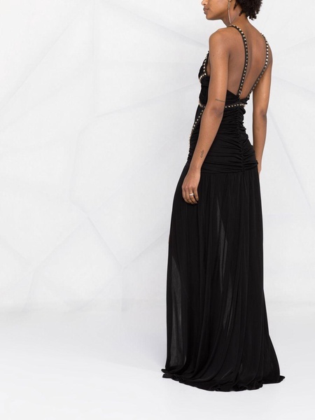 stud-detailed floor-length dress