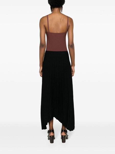 colour-block pleated maxi dress