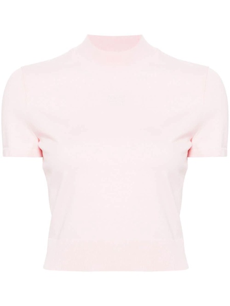 logo-embossed mock-neck knitted top