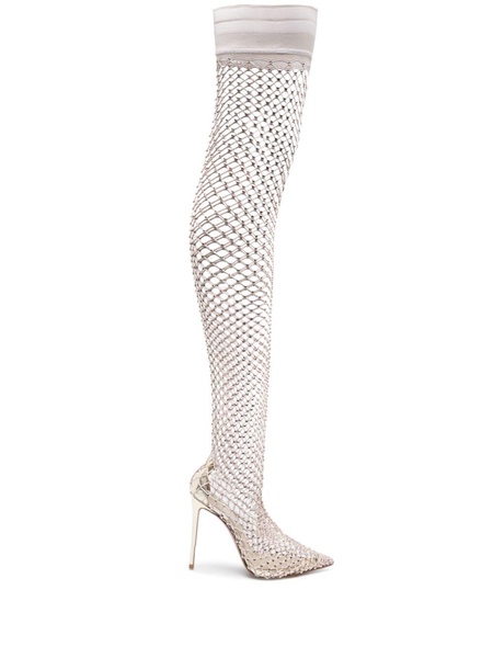 Gilda 120mm rhinestone fishnet boots