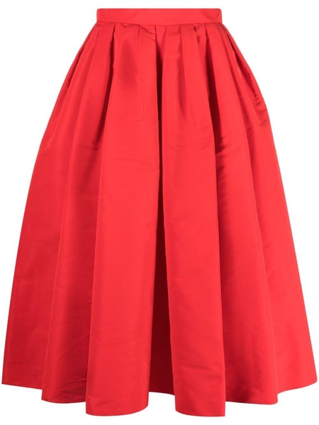 pleated faille midi skirt